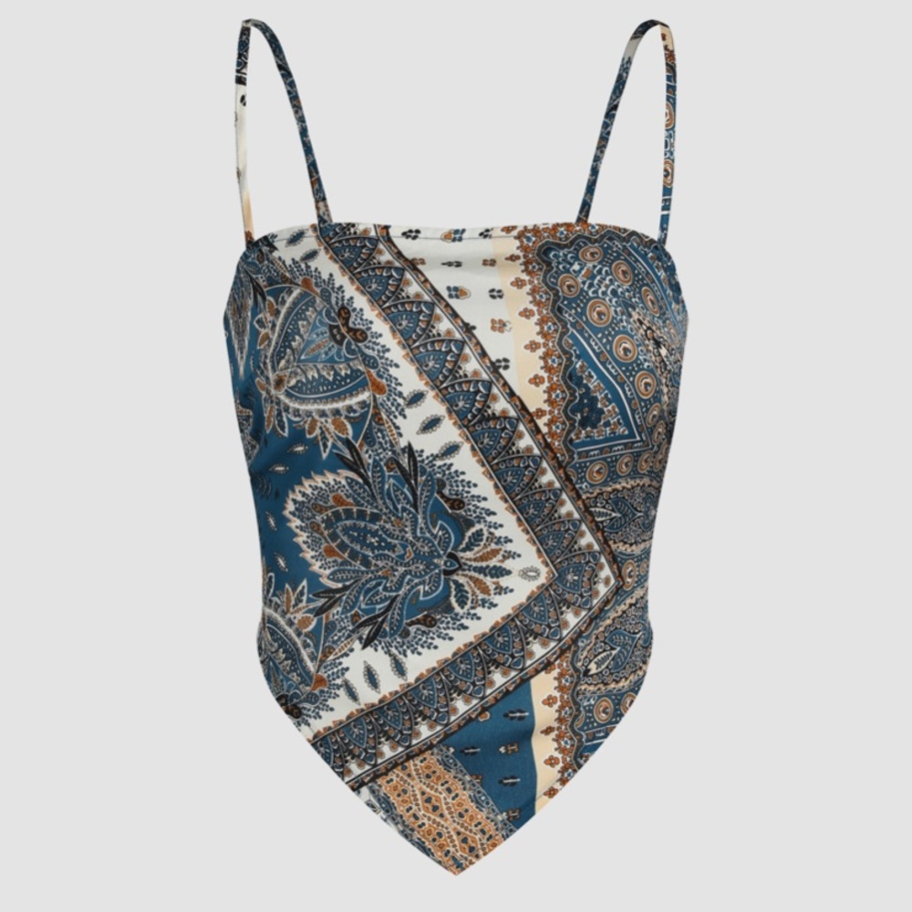 Paisley Print Tie Back Blouse